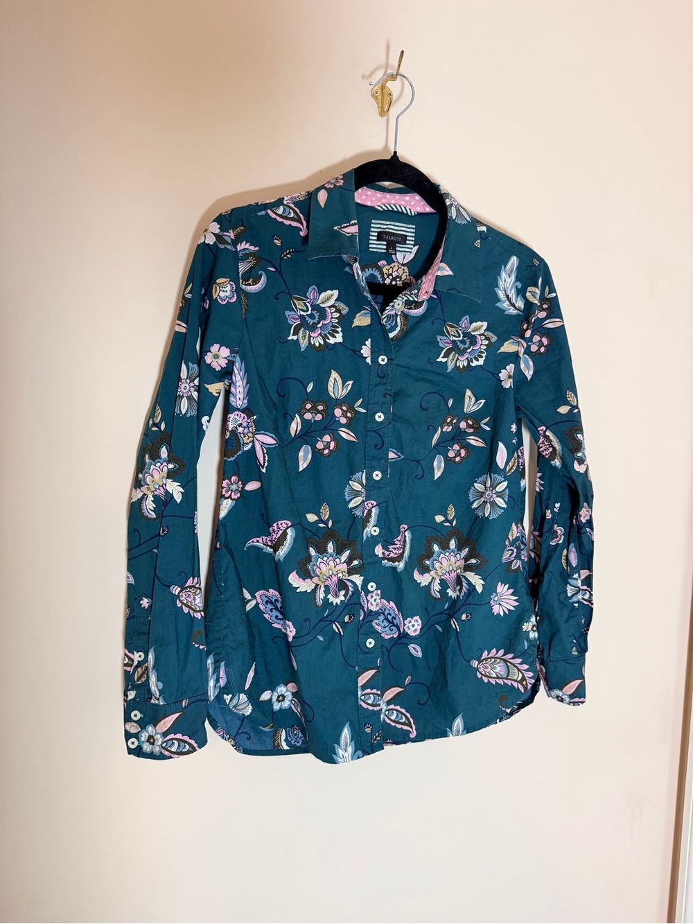Talbots Printed Teal Floral Button-Up Shirt - Women’s (As Is)